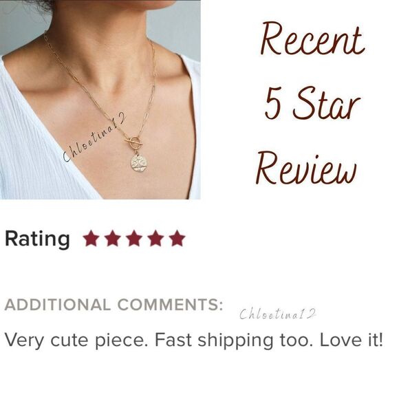 18k Gold Moon/Star Coin Pendant Chain Necklace - Picture 7 of 9